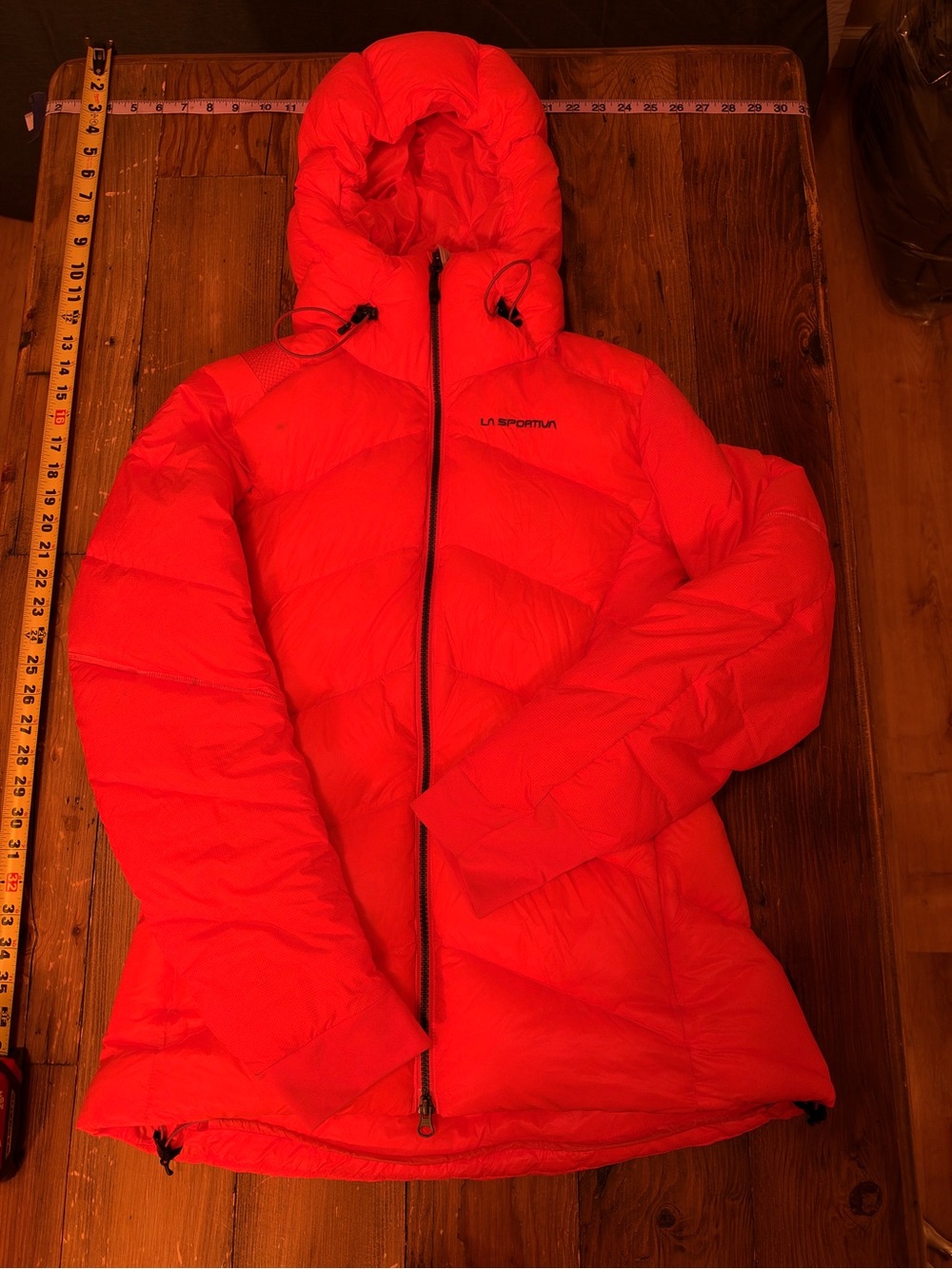 La Sportiva Women's Supercoulior Hi Vis Orange Hooded Down Puffer Jacket Medium